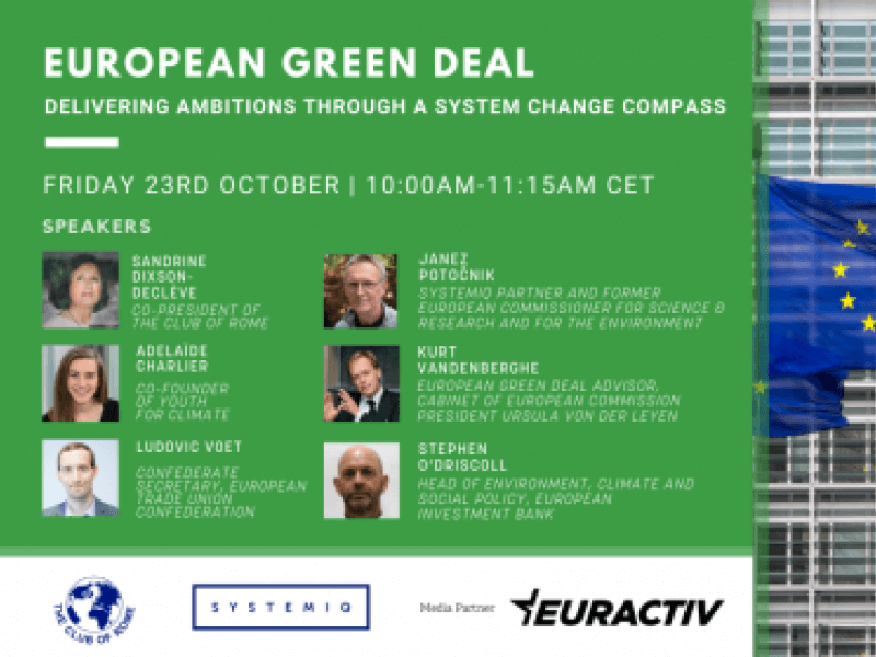 The Club of Rome and SYSTEMIQ propose a systemic framework of implementation for delivering on European Green Deal ambitions